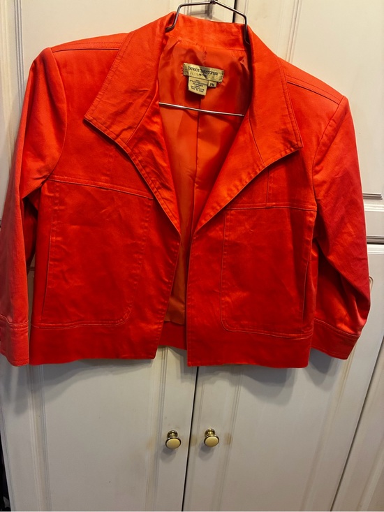 Patrick Christopher Petite Jackets & Blazers - Patrick Christopher Petite Women's Orange Cotton Jacket, Size: PM